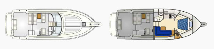 Layout plan of Betram 360 fishing yacht.